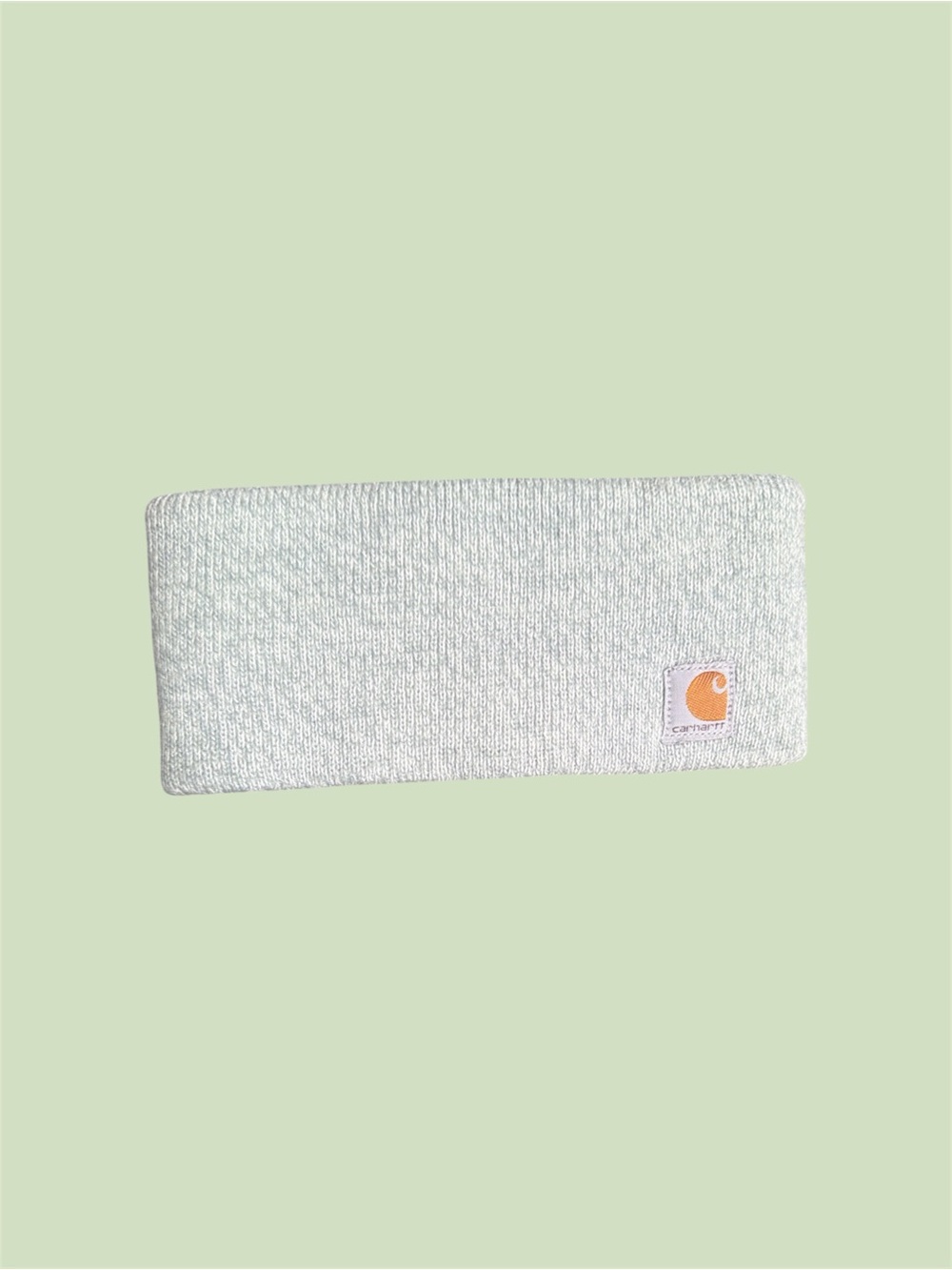 Carhartt Light Gray Knit Headband with Orange Logo Patch